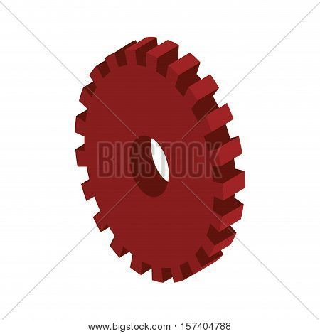 tridimensional silhouette red gear wheel icon vector illustration