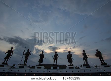 Bronze statues of seven Thai kings, Rajabhakit Park, Hua Hin, Prachuab Khiri Khan, Thailand