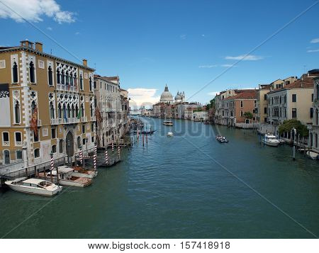 VENICE, ITALY - MAY 22, 2010: Venice - View of Canal Grande and Salute