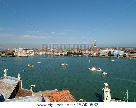 VENICE, ITALY - MAY 23, 2010: Venice - view from the tower of the church of San Giorgio Magiore