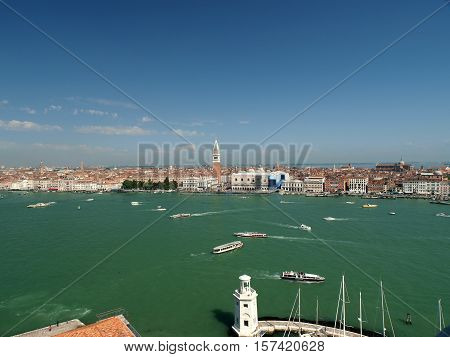 VENICE, ITALY - MAY 23, 2010: Venice - view from the tower of the church of San Giorgio Magiore