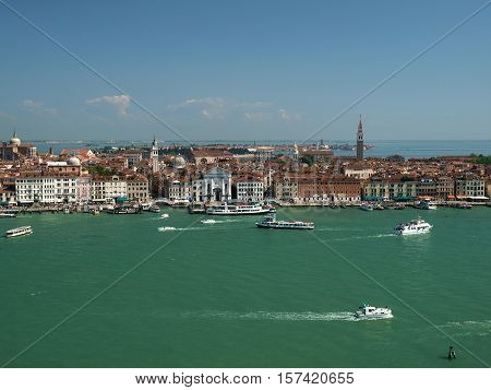 VENICE, ITALY - MAY 23, 2010: Venice - view from the tower of the church of San Giorgio Magiore
