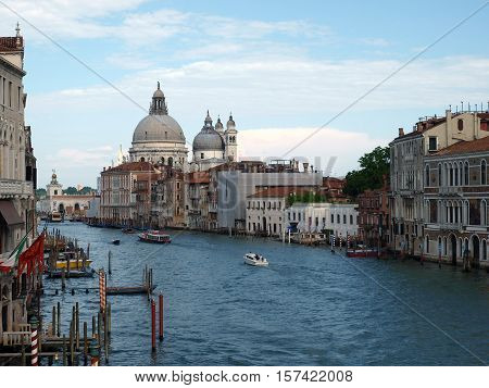 VENICE, ITALY - MAY 23, 2010: Venice - View of Canal Grande and Salute