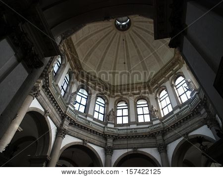 VENICE, ITALY - MAY 23, 2010: Santa Maria Della Salute was built as a thanks or offering to the  Mary against he plague which had taken almost a third of the Venice's population in 1630.
