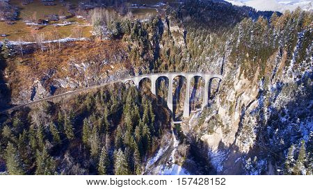 Beautiful Viaduct In Switzerland, Aerial View