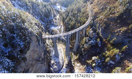 Beautiful Viaduct In Switzerland, Aerial View