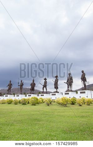 Bronze statues of seven Thai kings, Rajabhakit Park, Hua Hin, Prachuab Khiri Khan, Thailand
