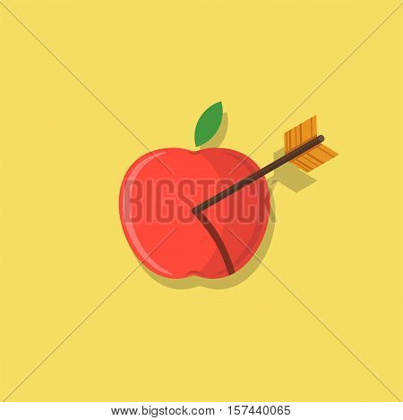 Abstract apple shot with an arrow flat design icon illustration