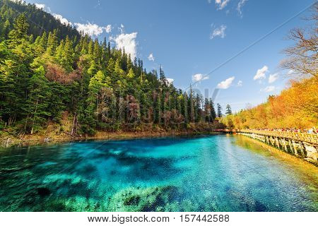 Fantastic View Of The Five Coloured Pool (the Colorful Pond)