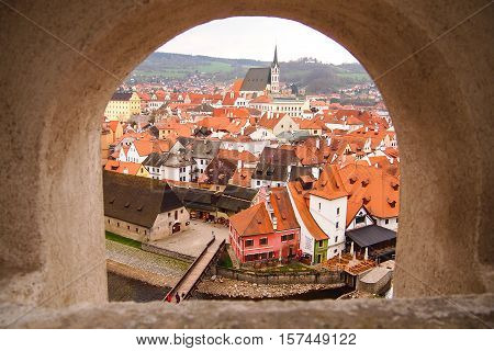 Beautiful scene of Cesky Krumlov on daytime in summer