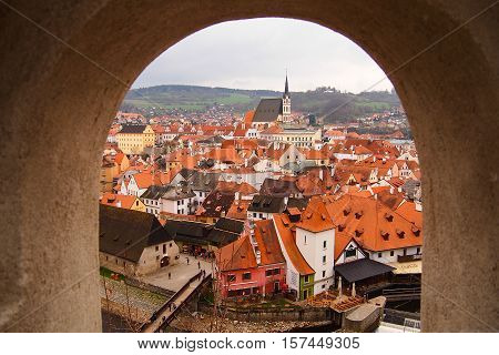 Beautiful scene of Cesky Krumlov on daytime in summer