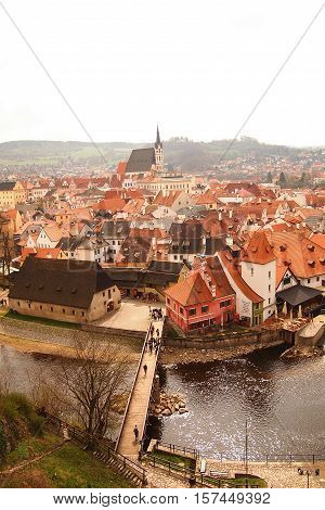 Beautiful scene of Cesky Krumlov on daytime in summer