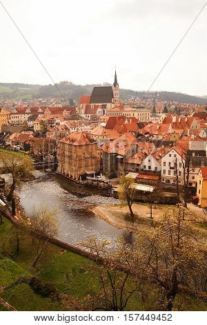 Beautiful scene of Cesky Krumlov on daytime in summer