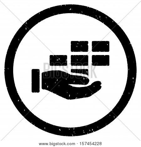 Service Schedule grainy textured icon inside circle for overlay watermark stamps. Flat symbol with unclean texture.