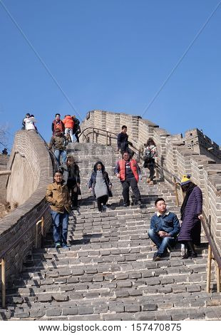 BADALING - FEBRUARY 24:  The Great Wall of China in Badaling, China, February 24, 2016.