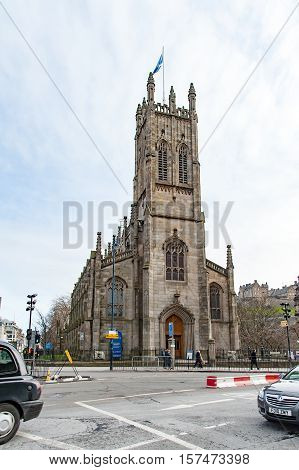 Edinburgh, Scotland, UK-circa July 2016: St. John's Episcopal Church in the Princes street