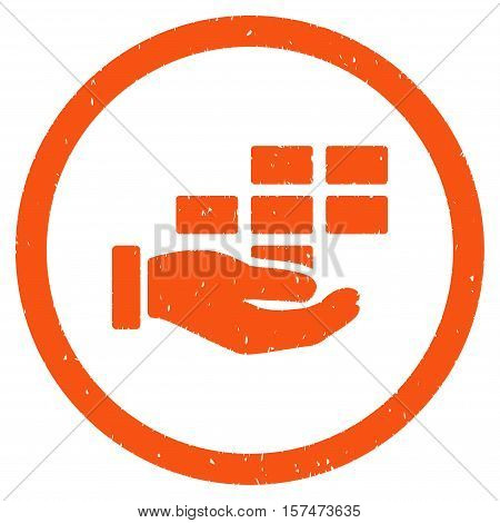 Service Schedule grainy textured icon inside circle for overlay watermark stamps. Flat symbol with scratched texture.