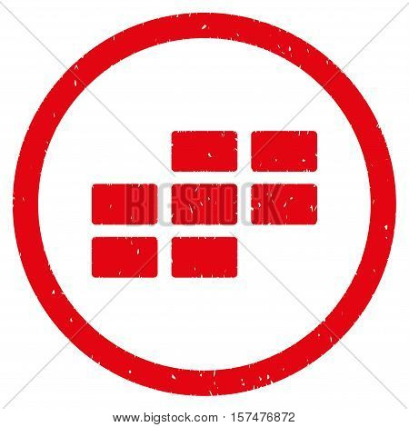 Calendar Grid grainy textured icon inside circle for overlay watermark stamps. Flat symbol with dirty texture. Circled dotted vector red ink rubber seal stamp with grunge design on a white background.