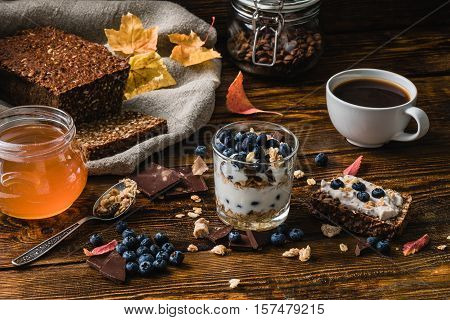 Healthy Breakfast with Different Ingredients on Table.