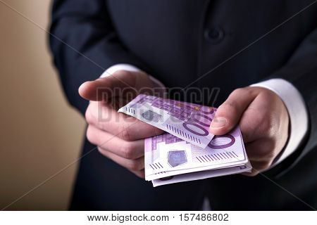 Bribe And Corruption With Euro Banknotes.
