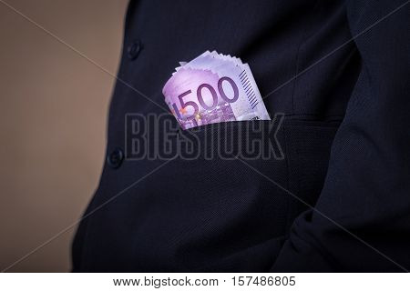 Bribe And Corruption With Euro Banknotes.