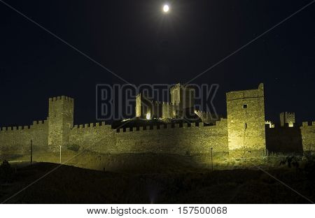 The ruins of the Genoese fortress at night. Sudak Crimea.