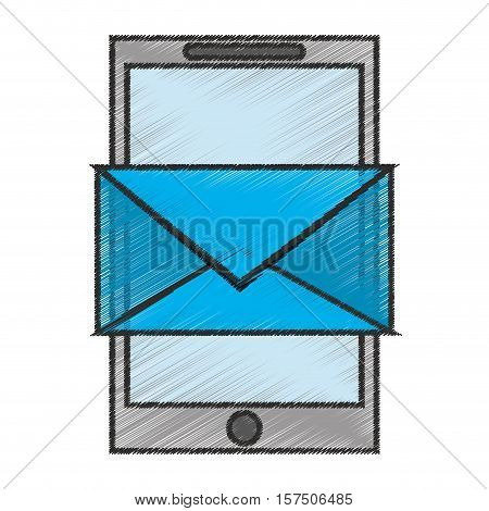 Envelope snd smartphone icon. Email mail message letter and marketing theme. Isolated design. Vector illustration