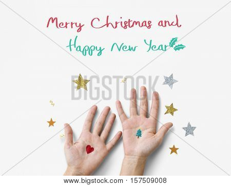 Merry Christmas and Happy New Year Family Holiday Festival Concept