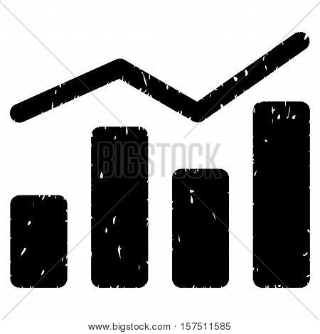 Charts grainy textured icon for overlay watermark stamps. Flat symbol with dirty texture. Dotted vector black ink rubber seal stamp with grunge design on a white background.