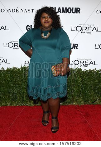 LOS ANGELES - NOV 14:  Gabourey Sidibe arrives to the Glamour Celebrates Women of the Year Awards 2016 on November 14, 2016 in Hollywood, CA                