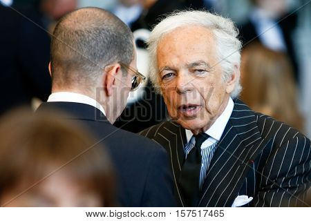 NEW YORK-MAY 5: Designer Ralph Lauren (R) attends the ribbon cutting ceremony for the Anna Wintour Costume Center Grand Opening at the Metropolitan Museum of Art on May 5, 2014 in New York City.