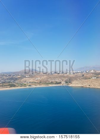View from the plane to Crete, the city's attractions.