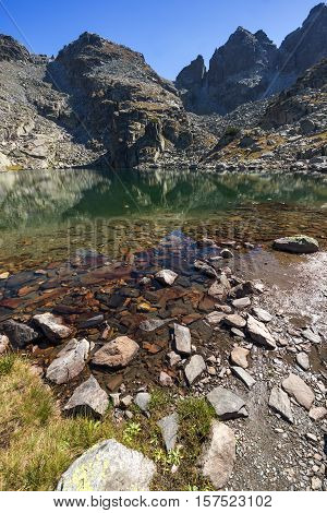 Panorama of The Scary lake and Kupens peaks, Rila Mountain, Bulgaria