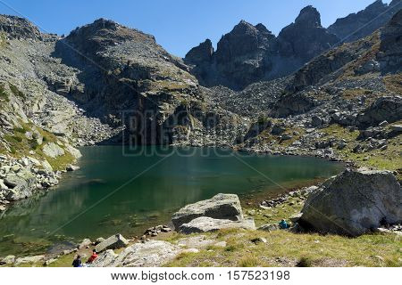 Landscape of The Scary lake and Kupens peaks, Rila Mountain, Bulgaria
