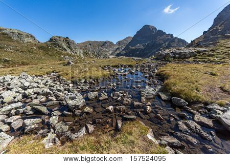 Amazing view of Orlovets peak from Elenski lakes, Rila Mountain, Bulgaria