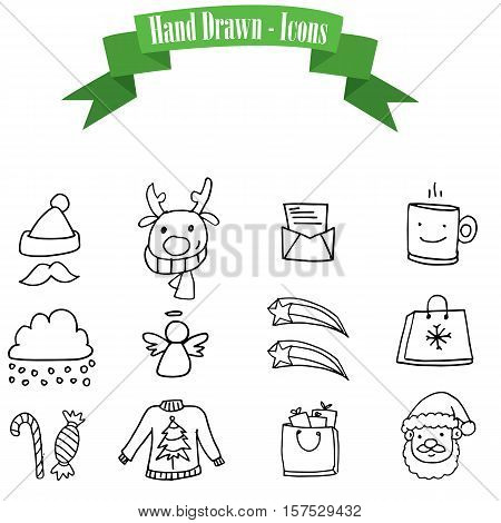 Collection stock icons of Christmas vector illustration