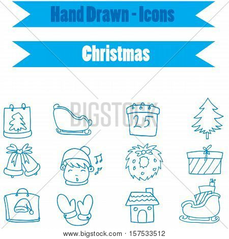 Collection stock Christmas icon vector art illustration
