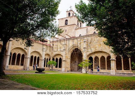 SANTANDER SPAIN - AUGUST 19: Ghotic cloister of the Cathedral Basilica of the Assumption of the Virgin Mary of Santander on August 19 2016