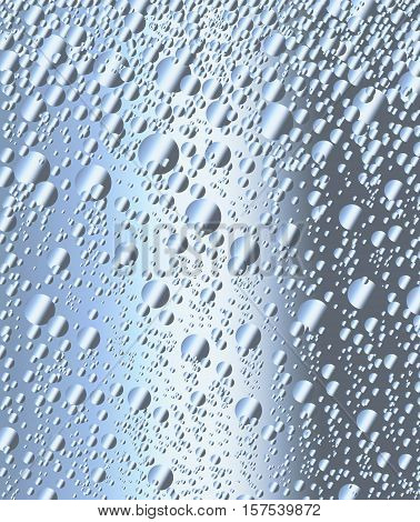 Bubbles of quicksilver or mercury on a silver background
