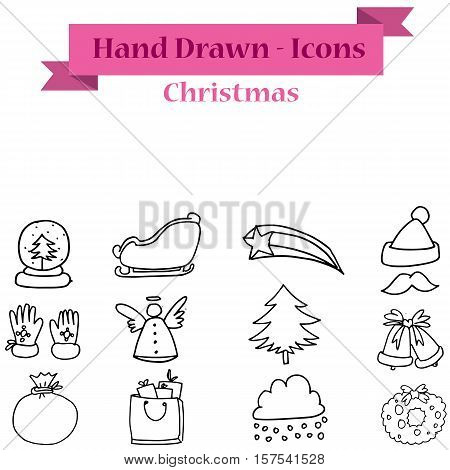 Set of vector Christmas icon collection stock