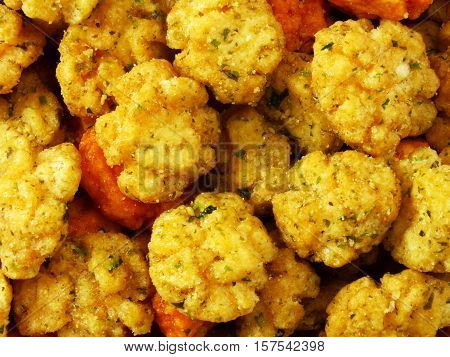 rice crackers hot flavor closed up background