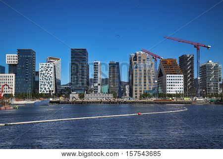 Panoramic View Of Modern buildings in Oslo Norway