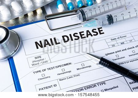 Nail Disease Fungus Infection On Nails Hand, Finger With Onychomycosis.