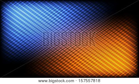 Abstract desktop hd wallpaper background. Vector pattern of shining crossing lines with bright blue & orange highlights. 16:9 HD aspect ratio.