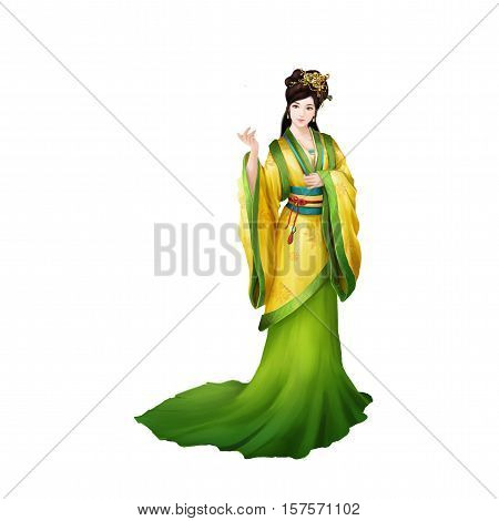 Ancient Chinese People Artwork: Beautiful Lady, Princess, Beauty. Video Game's Digital CG Artwork, Concept Illustration, Realistic Cartoon Style Background and Character Design