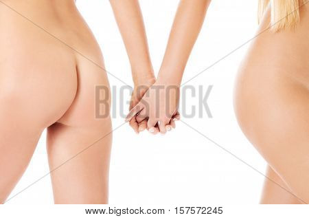 Hands of woman holding together