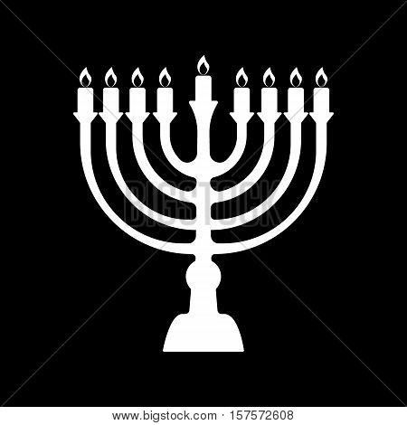 Menorah symbol of Judaism. Illustration isolated on black background.