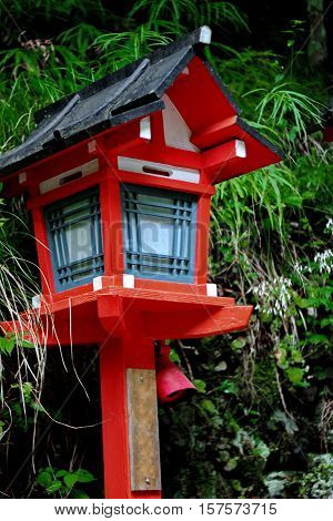 Red Light Poles Continued Staircase Entrance To Kibune-jinja Shrine.