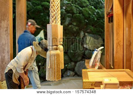 Lady Respect Belief By Beautiful Mind At  Kibune-jinja Shrine, Japan.
