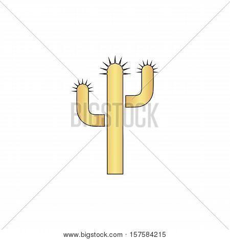 Cactus Gold vector icon with black contour line. Flat computer symbol
